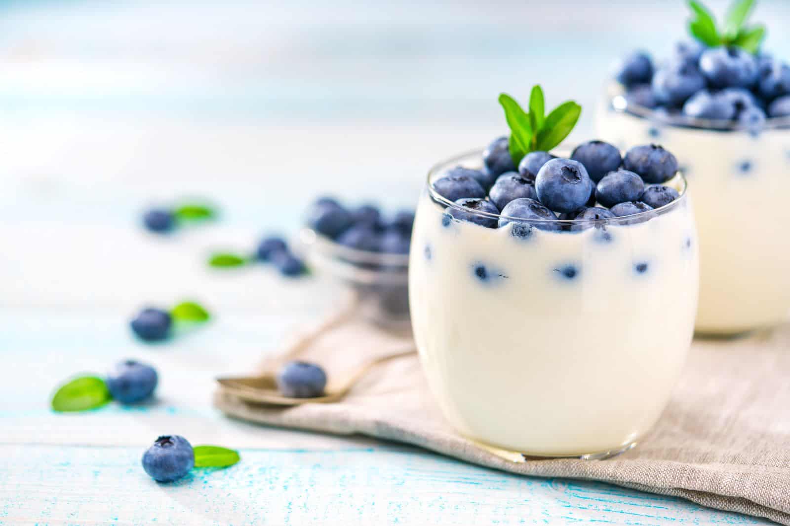 Homemade yogurt with blueberries